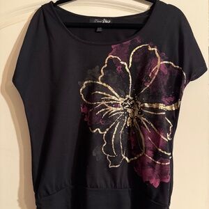 Black flower blouse